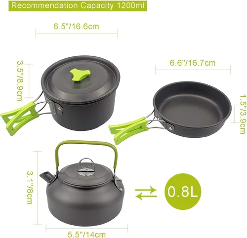 Miniatura 3 de Peidesi - Juego de utensilios de cocina para campamento, ollas y sartenes portátiles, mosquetón, cuchillo plegable, kit de cuchara de tenedor, bolsa