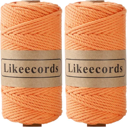 Miniatura 14 de Likeecords Cordón de algodón para macramé de 3mm x 100 metros, hilo torcido de 3 hebras, cuerda de macramé, hilo de algodón para macramé, cuerda