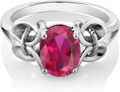 Miniatura 46 de Gem Stone King Anillo de compromiso ovalado con piedra natal para mujer, plata de ley 925, ovalado de 0.354 x 0.276 in, anillo de compromiso