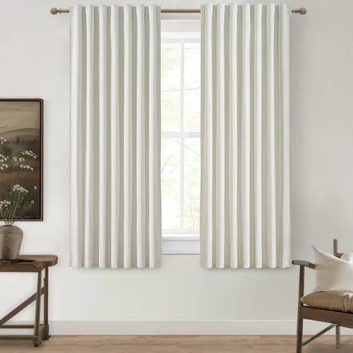 Miniatura 59 de Cortinas opacas extraanchas, 2 paneles para puertas corredizas de vidrio, moderna mezcla de lino plisado pesado, piso a techo, ventanas grandes, 70