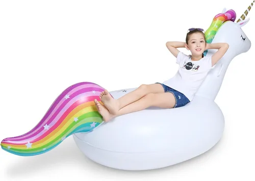 Miniatura 3 de Jasonwell Flotador inflable grande de unicornio para piscina, con válvulas rápidas, gran flotador, para verano, playa, piscina, fiesta, sala
