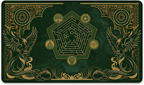 Miniatura 2 de Emerald Phoenix (cosida) – Tapete MTG – Compatible con Magic The Gathering Playmat – Play MTG, YuGiOh, TCG – Diseños artísticos y accesorios