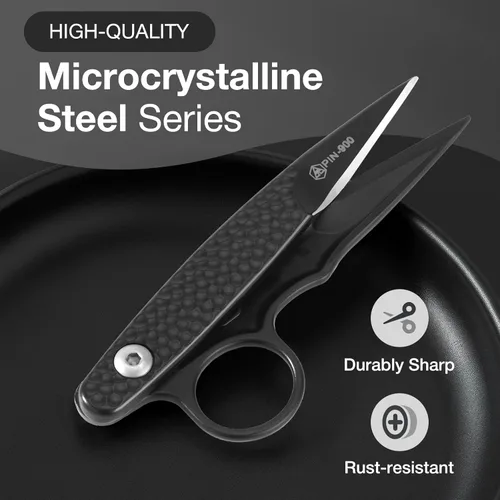 Miniatura 2 de Tijeras de Tela Premium para Cortar Ropa, Pequeñas Multiusos de Acero Inoxidable para Costura de Cuero y Confección, Tijeras de Manualidades Negro