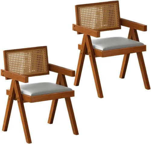 Miniatura 44 de YVYKFZD Juego de sillas de comedor de ratán, sillas de comedor de madera, sillas de cocina con respaldo tejido, sillón tapizado, silla auxiliar