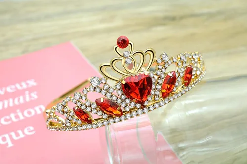 Miniatura 2 de Descendant 4 Rise of Red Crown and Necklace Descendant 4 Gold Tiara Jewelry Set Queen of Hearts Crown Eive Costume Gift for Girls Teen Party