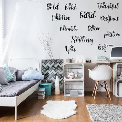 Miniatura 7 de Marspark 12 calcomanías inspiradoras para pared, con cita motivacional, para despegar y pegar, calcomanías extraíbles de espejo con frase positiva