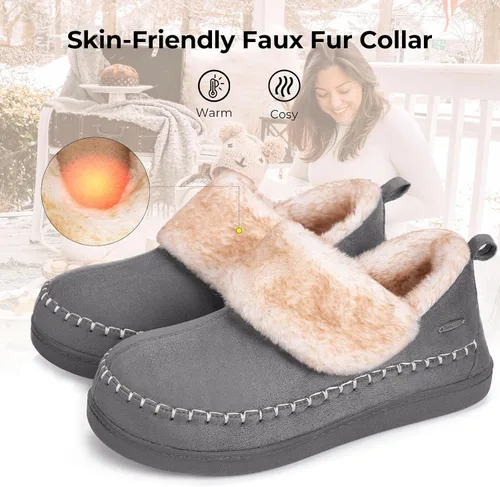 Miniatura 5 de HomeTop Pantuflas de microgamuza para mujer, con forro de sherpa de espuma viscoelástica