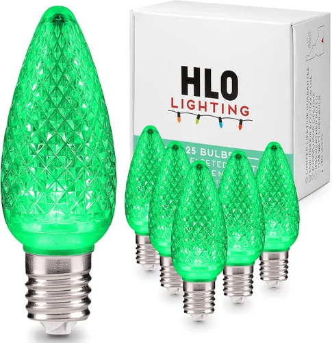 Iluminación para fiestas. Repuesto de foco para luces de navidad de LED facetado C9 para tomas E17, nivel comercial con ahorro de energía. Focos de