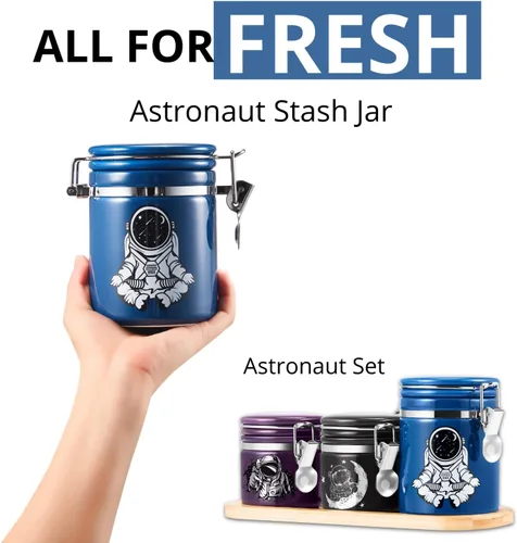 Miniatura 7 de Astronaut Stash - Tarro hermético a prueba de olores (16.9 fl oz, 1 onza), espacio separado para paquete de humedad, bonita caja de almacenamiento