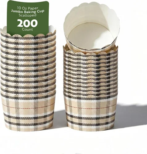 Miniatura 27 de Restaurantware Paquete de 200 moldes de papel para cupcakes de 3.38 onzas, resistentes a la grasa, festoneados para horno, elegantes tazas