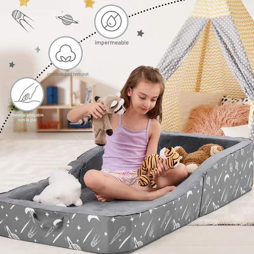 Miniatura 4 de JOYWOO Cama de suelo para niños pequeños, cama de viaje para niños de 3 a 6 años, camas plegables portátiles para niños pequeños, para el hogar