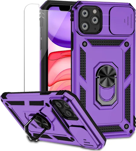 Miniatura 13 de Funda para iPhone 11 Pro Max con cubierta para lente de cámara, protector de pantalla HD, protección contra caídas de grado militar, soporte