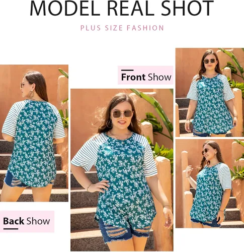 Miniatura 2 de ALLOEGT Camisetas de manga corta raglán para mujer, camisetas casuales de verano