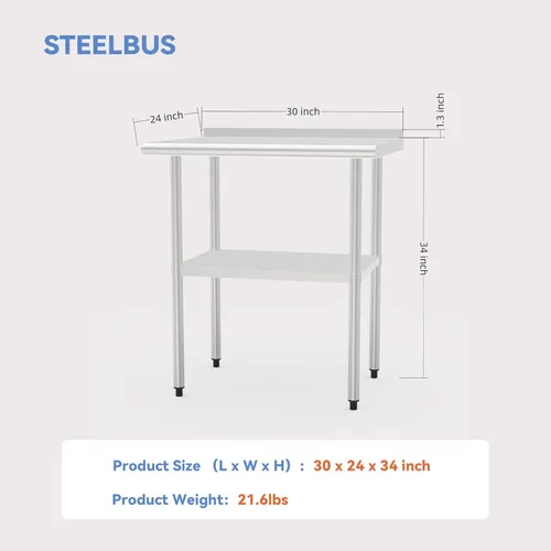Miniatura 3 de Mesa de acero inoxidable (mesa de tablero+patas ajustables, 24 x 30 pulgadas)