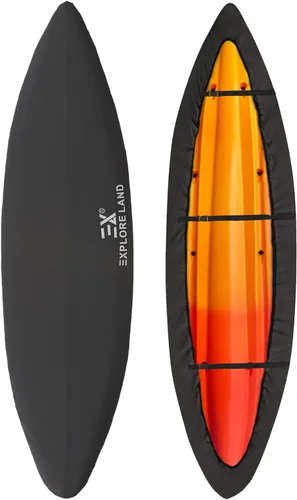 Explore Land Funda impermeable para kayak - Resistente al desvanecimiento 600D Funda de almacenamiento para canoa y kayak de alta resistencia Negro