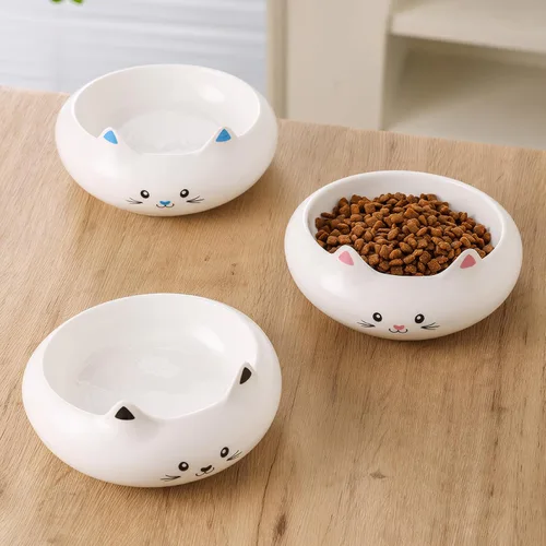 Miniatura 9 de Cuencos para gatos, tazón de comida para gatos, cuencos de cerámica lindos para gatitos para comida y agua 7.1oz, plato pequeño para alimentación