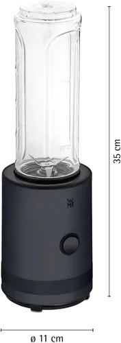 Miniatura 6 de WMF Küchenminis Batidora de pie para batir con 2 recipientes de 0,6 L, licuadora de alto rendimiento de 300 W, acero inoxidable mate, negro
