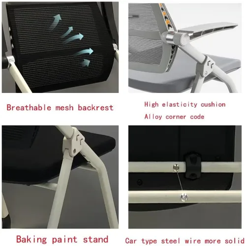 Miniatura 4 de 【1 unidad】 Silla ergonómica con ruedas giratorias de malla para anidación de invitados, apilamiento para oficina, escuela, aula, entrenamiento