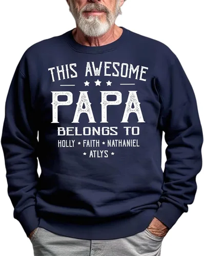 Miniatura 2 de IZI POD This Awesome Dad Belongs to Shirt - Camisa personalizada para papá con nombre del niño - Regalos de cumpleaños - Camisas de papá para hombre