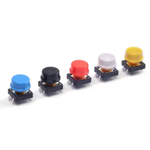 Miniatura 2 de 25 unids 0.472x0.472x0.287 in táctil momentáneo interruptor táctil táctil interruptor táctil micro interruptor 4 pines SMD PCB con tapa para Arduino