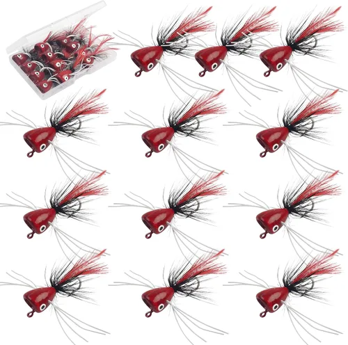 Miniatura 10 de Poppers de pesca con mosca, 12 unidades para pesca con mosca, pesca con mosca, lubina, moscas, trucha, salmón, moscas, insectos, señuelos coloridos