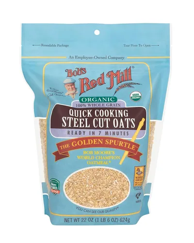 Miniatura 3 de Bob's Red Mill Avena orgánica cortada de acero de cocción rápida, 22 onzas (paquete de 4), orgánica, sin OMG, grano entero, vegano, kosher
