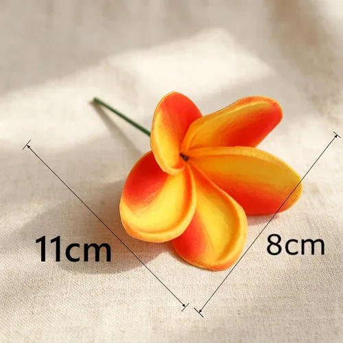 Miniatura 2 de 10 flores de plumeria artificiales de tacto real natural con tallos para fiestas temáticas hawaianas, un ramo de boda en la playa, decoración
