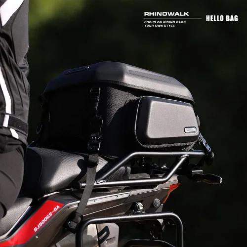 Miniatura 7 de Rhinowalk Bolsa Trasera para Motocicleta, Expandible de Cáscara Dura, Equipaje de Viaje de 12-18 L, Resistente al Agua, para Todo Tipo