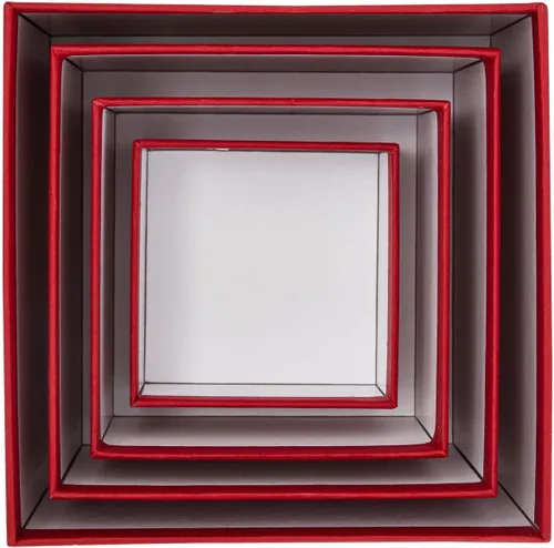 Miniatura 5 de Stockroom Plus Juego de caja de regalo roja – 4 contenedores cuadrados anidables, 6.5 x 6.5 x 4 a 3.5 x 3.5 x 2 pulgadas – Contenedores de regalo