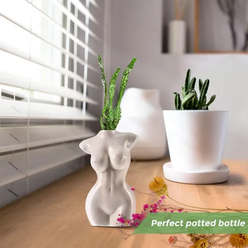 Miniatura 7 de Jarrón de cuerpo moderno y elegante, florero de forma femenina, blanco, bohemio, decoración feminista y oficina
