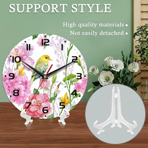 Miniatura 6 de Reloj de pared con pilas, reloj de pájaro para sala de estar, flores de acuarela, reloj de pared decorativo para sala de estar, dormitorio, baño