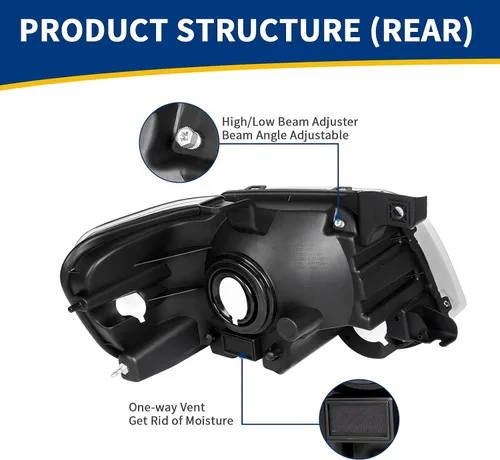 Miniatura 3 de Conjunto de repuesto de faros delanteros para Ford Explorer. Reflectores ámbar, carcasa cromada