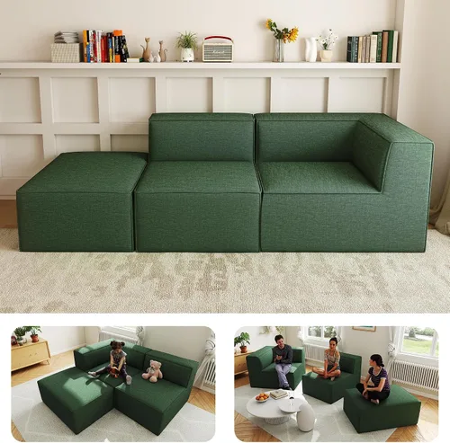 Miniatura 43 de Sofá Seccional Comprimido de 106" Sofás Modulares en Forma de L con Chaise, Espuma de Alta Densidad Sin Ensamblaje Requerido, 4 Piezas