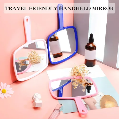 Miniatura 4 de Jetec 3 espejos de mano con asa a granel, pequeño espejo de mano compacto portátil para salón, peluquería, tocador, cosméticos, hombres y mujeres
