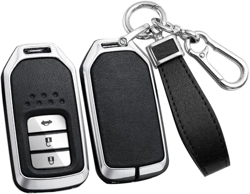 Miniatura 10 de ontto Funda de cuero para llavero de 360 grados de protección para Honda Civic Accord Pilot CRV HRV CRZ Fit Odyssey JED Crosstour Ridgeline Crider