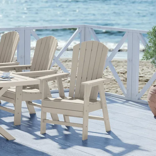 Miniatura 55 de WestinTrends Malibu Outdoor Patio HDPE Adirondack Silla de comedor para patio, color negro