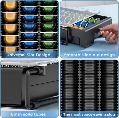 Miniatura 5 de EVERIE Organizador de Cajón de Cristal Templado Compatible con Cápsulas Nespresso Vertuo, Compatible con 21 Cápsulas Vertuoline Grandes o 30