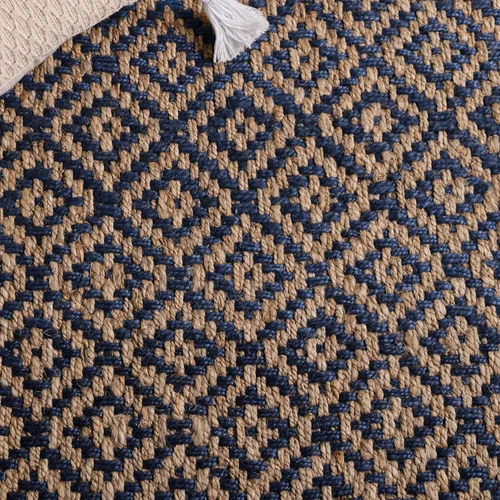 Miniatura 6 de SAFAVIEH Natural Fiber Collection - Alfombra decorativa, 2.3 x 4 pies, azul tropical y natural, yute bohemio con borlas de diamante, hecho a mano
