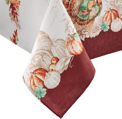 Miniatura 7 de Elrene Home Fashions. - Mantel de otoño con bordes de pavo.