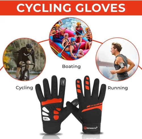 Miniatura 3 de WESTWOOD FOX Guantes de ciclismo para hombres y mujeres, dedo completo, antideslizantes, para pantalla táctil, transpirables, para ciclismo