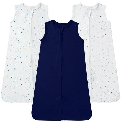 Miniatura 29 de TotAha Saco de dormir para bebés de 6 a 12 meses, paquete de 3, saco de dormir transpirable para bebé, niña, niño, manta usable con cremallera Azul