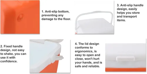 Miniatura 4 de Enfriador portátil aislado con asa, caja de hielo portátil, enfriador de campamento, bolsa térmica portátil para campamento, portón trasero, playa