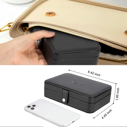 Miniatura 7 de Voova Pequeña caja organizadora de joyas, estuche de viaje para mujeres, adolescentes, niñas, mini cajas de almacenamiento de joyas portátiles