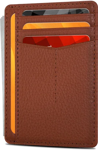 Miniatura 15 de Carteras de cuero Oak Leathers, delgadas y minimalistas con bloqueo RFID, tarjetero de bolsillo frontal para hombres y mujeres, Desnudo