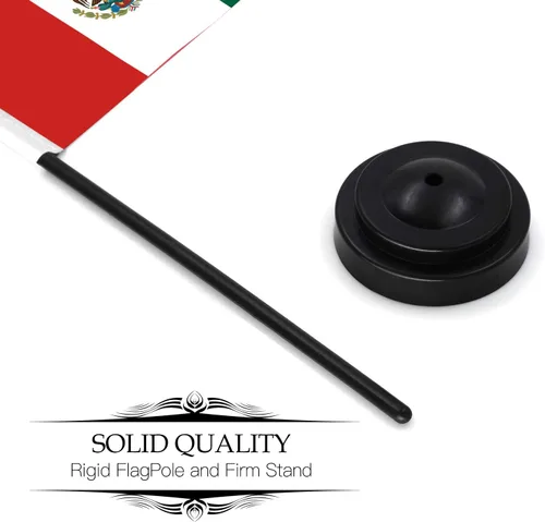 Miniatura 6 de Anley Juego de Bandera de Escritorio Deluxe de México - Bandera de Escritorio Mexicana en Miniatura de 6 x 4 Pulgadas con Poste Sólido de 12
