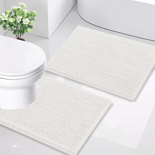 Miniatura 115 de Smiry Juego de 2 alfombras de baño, felpilla suave y absorbente, lavable a máquina, antideslizantes, para bañera, ducha y suelo