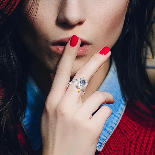 Miniatura 2 de Honsny 6 piezas anillos de ansiedad chapados en oro de 14K para mujeres, anillo giratorio ajustable para la ansiedad, anillos fidget CZ de mariposa