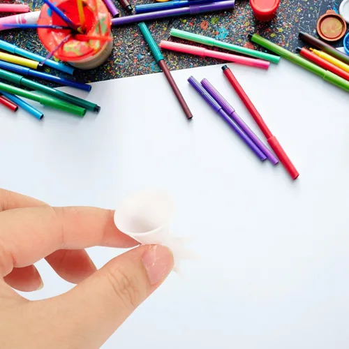 Miniatura 3 de COHEALI 3 vasos divididos de silicona blanca para pintura acrílica, diseño ergonómico para un fácil agarre, perfecto para proyectos de arte