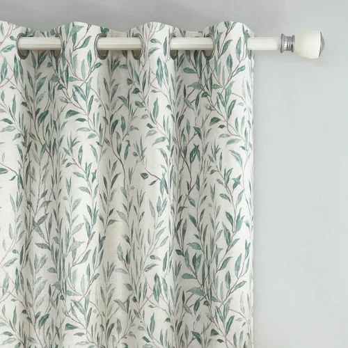 Miniatura 25 de VOGOL Cortinas de dormitorio con estampado de pájaros, paneles de ventana con ojales florales que oscurecen la habitación, cortinas de lino Morado