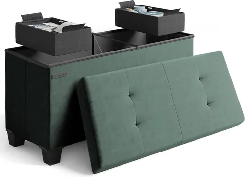 Miniatura 56 de Cubo otomano de almacenamiento con cubo pequeño, otomana cuadrada de 15 pulgadas con almacenamiento para sala de estar y dormitorio, reposapiés